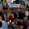 -8월 25일 저녁 여의도 새누리당사 앞에서 '세월호 특별법 제정·백남기농민 청문회 촉구 촛불문화제'가 열리고 있다.