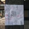 -서울대학교 시흥캠퍼스 설립에 반대해 서울대 학생들이 지난 10일부터 점거 투쟁을 하고 있는 본관 건물에 대자보가 붙어있다.