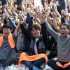 -역대 최장기 파업을 앞둔 철도 노동자들이 10월 19일 오후 서울 대학로에서 파업23일차 결의대회를 열고 정부의 성과연봉제 도입 중단을 요구하고 있다.  