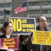 -반전평화연대(준)이 미 대사관 앞에서 긴급 기자회견을 열어 미국의 시리아 공습 계획을 강력히 규탄하고 있다.