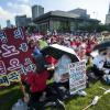 -8월 4일 서울 광화문광장에서 ‘불편한 용기’가 주최한 ‘제 4차 불법촬영 편파수사 규탄 시위’가 열리고 있다. 