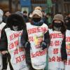 -집단 단식농성을 벌이고 있는 한국잡월드 비정규직 노동자들.
