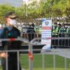 -경찰이 도심 집회를 금지시키면서 광화문 광장을 막고 있다.