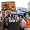 -6월 5일 오전 서울 종로구 주한 미국대사관 앞에서 ‘미국 흑인 사망 항의 운동 연대 미국 정부 규탄 기자회견’이 열리고 있다.