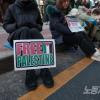 -1월 27일 토요일 오후 서울 주한 이스라엘 대사관 인근에서 팔레스타인인들과 연대하는 제19차 집회·행진이 열리고 있다.